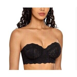 DOBREVA Black Lace Strapless Underwire Bra Size 34A NWT Unlined